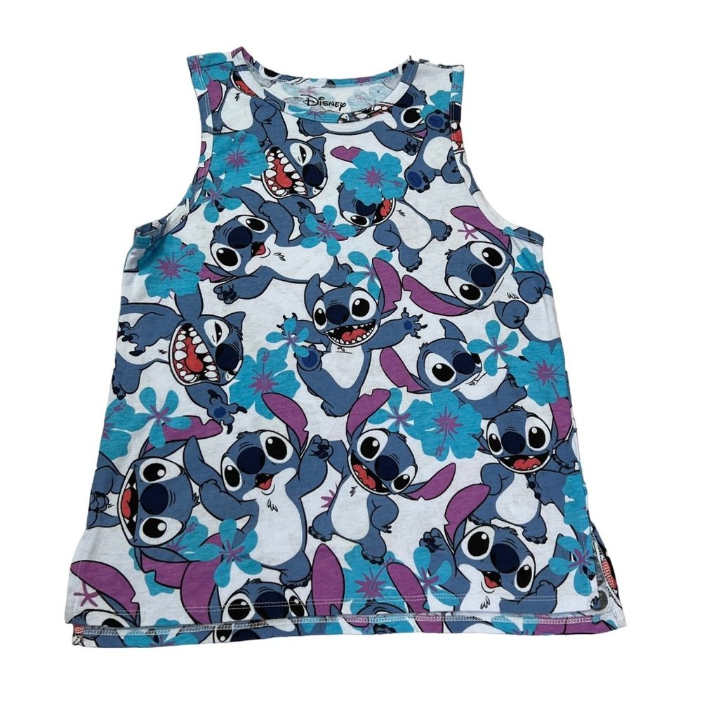 Disney Lilo & Stitch All Over Stitch Print Medium 7-9 Kids Vented Hem Tank Top